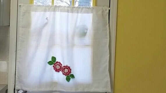 Retro White Kitchen Curtains Crochet Cafe Curtains Kitchen Etsy