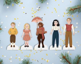 Narnia Inspired Papercraft Set: Pevensie Family, Aslan, Tumnus (PDF Download)