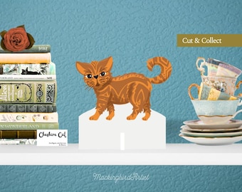 Cheshire Cat Papercraft Toy: Alice in Wonderland Party Favor (PDF Download)