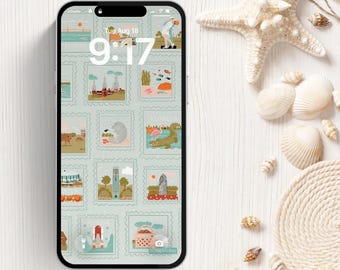 Florida Stamps iPhone Wallpaper | Lock & Home Screen Florida Stamps Wallpaper | Florida Stamps | Florida | Florida Stamps Illustration