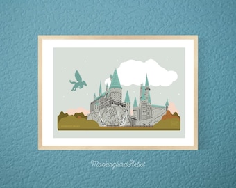 Wizard School Castle Art Print: Fantasy Bookish Decor