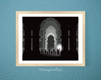 Moria Art Print: Lord of the Rings Inspired Dwarven Mines Illustration