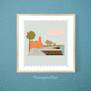 Impressão artística de Santo Agostinho | Arte de parede histórica da Flórida | Ilustração de marco | Decoração de viagem para a Flórida | Arte de cidade costeira | Envio por correio