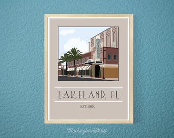 Polk Theatre Art Print: Lakeland Florida Landmark, Travel Decor