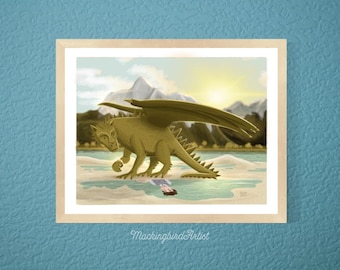 Eustace Dragon Art Print: Narnia Inspired Christian Fantasy Decor