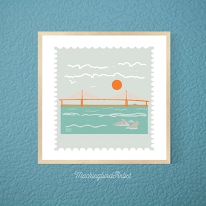 Skyway Bridge Art Print | Sunshine Skyway Florida Wall Art | Tampa Bay Landmark Decor | Coastal Travel Print | Ships by Mail