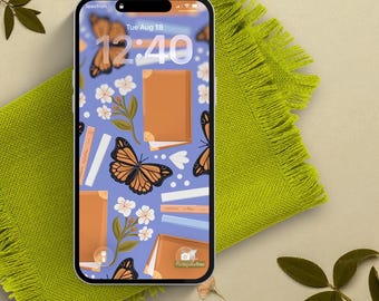 Books + Butterflies iPhone Wallpaper | Lock & Home Screen Books Wallpaper | Books  Butterflies | Floral | Books Butterfly Illustration