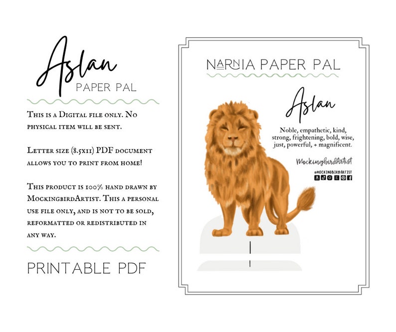 Aslan Papercraft Lion: Chronicles of Narnia Inspired Printable (PDF) - Etsy