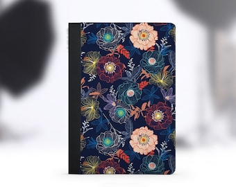 iPad Floral Artwork Saffiano Leather Wallet Folio Case Cover. For iPad Pro 10.5 Case, iPad Pro 12.9 Case. Embossed. Anti Fade.