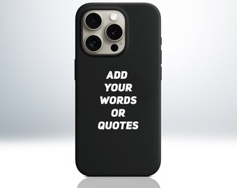 Custom Personalised iPhone Case for iPhone 6/7/8/X/XS/XR/11/12/13/14/15. Add Words / Quotes. Embossed Print. Matte Black. Anti-impact Bumper