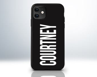 Custom Name Personalised Phone Case. Matte Black Colour Finish. Embossed UV Print. Choose from 3 Font Style. Anti-Impact TPU Bumper.