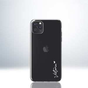 Custom Name and Heart iPhone Case: Clear Finish, Protective Bumper, Embossed Print