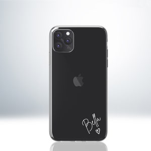 Custom Personalised iPhone Clear Case for iPhone X/XS/XR/11/12/13/14/15. Add Your Name and a Heart. Embossed Print. Anti-Impact TPU Bumper. Matte White