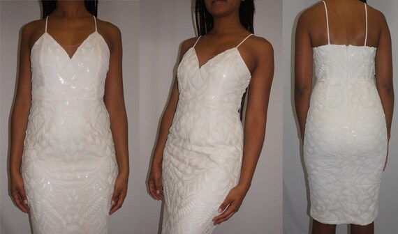 white sequin formal dress