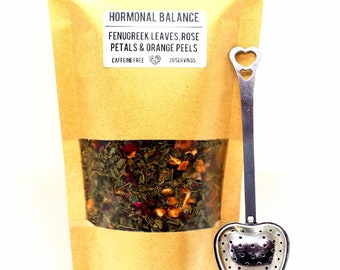 Tea Blend + Heart Shaped Tea Infuser Spoon, Hormonal Balnce Tea Blend, Perfect Gift, Tea Kit