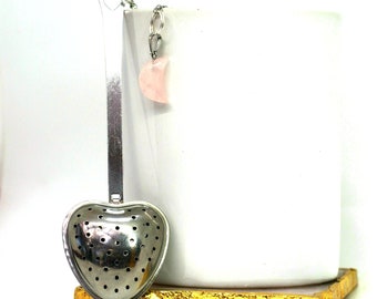 Heart Tea Infuser Spoon with Crystal Moon Charm, Ready to Ship Loose Herb Stainless Steel Infuser