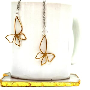 Golden Butterfly Loose Leaf Tea Infuser, Tea Steeper with charm, Stainless Steel ball mesh, Tea lover accessories