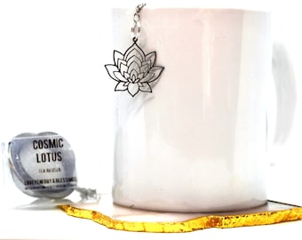 Cosmic Lotus Tea Infuser, Loose Leaf Tea Steeper with charm, Stainless Steel Ball Mesh