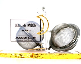Golden Crescent Moon Tea Infuser, Loose Herb Tea Infuser Ball Mesh, Infuser with charm