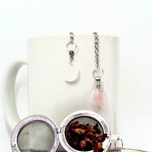 Cresent Moon Crystal Tea Infuser, Crystal Tea Strainer, Gemstone Moon Tea Steeper, Tea Ball, Loose Tea Infuser image 2