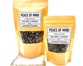 PEACE OF MIND Herbal Tea Blend - Earl Grey Tea + Lavender Buds Handcrafted Tea Blend - Loose Herb Tea