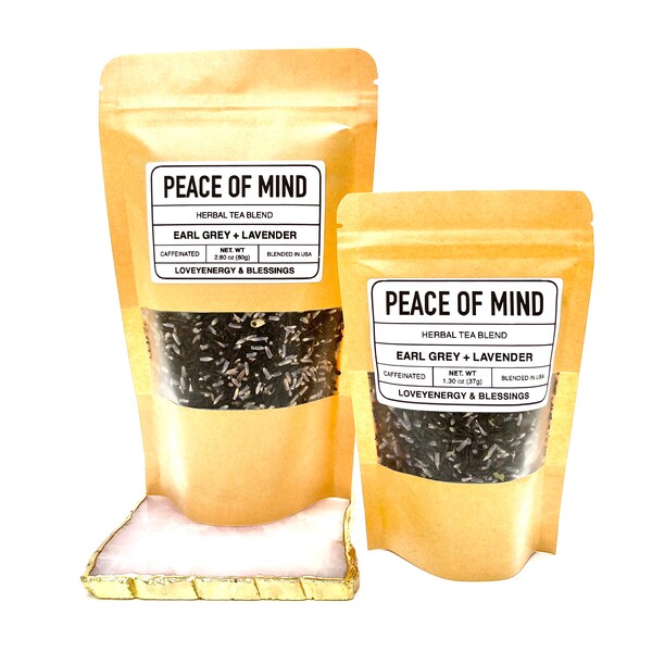 PEACE OF MIND Herbal Tea Blend - Earl Grey Tea + Lavender Buds Handcrafted Tea Blend - Loose Herb Tea