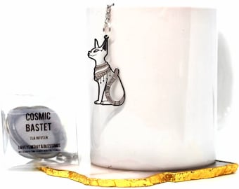 Cosmic Bastet Tea Infuser,  Loose Leaf Tea Steeper with charm Stainless Steel Ball Mesh