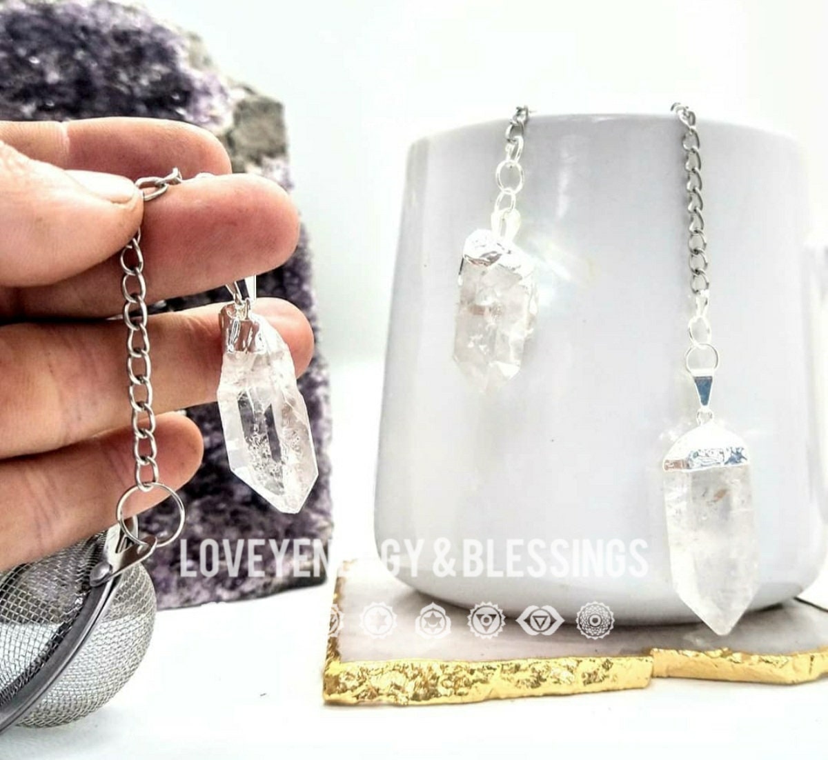 Quartz Crystal Tea Infuser ~ Stainless Steel Ball Loose Tea Leaf Stra…