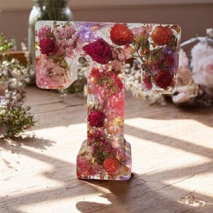 Custom LED Resin Letter | Real Dried Flowers | Personalized Floral Keepsake | Gift for Her, Baby Name Decor, Memorial Letter | Holiday Decor