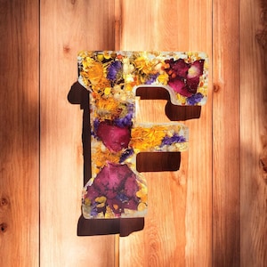 Custom LED Resin Letter | Real Dried Flowers | Personalized Floral Keepsake | Gift for Her, Baby Name Decor, Memorial Letter | Holiday Decor