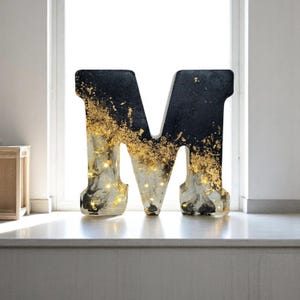 Custom LED Resin Letter | Real Dried Flowers | Personalized Floral Keepsake | Clear Epoxy Resin Decor, Birth Month Flower | Made for You