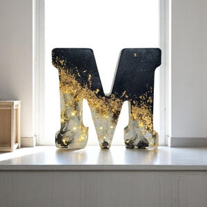 Letra de resina LED personalizada / Flores secas reales / Recuerdo personalizado / Regalo para él, Decoración de guardería, Decoración conmemorativa / Decoración navideña, Regalo para ella