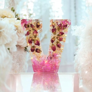 Custom LED Resin Letter | Real Dried Flowers | Personalized Floral Keepsake | Gift for Her, Baby Name Decor, Memorial Letter | Made for You