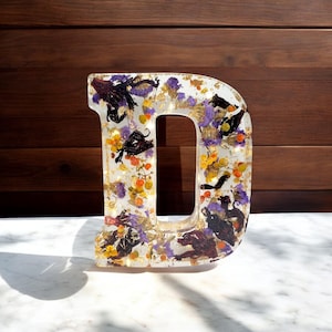 Letra de resina LED personalizada / Flores secas reales / Recuerdo personalizado / Regalo para él, Decoración de guardería, Decoración conmemorativa / Decoración navideña, Regalo para ella