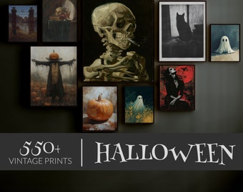 Vintage Halloween Prints | Dark Academia Wall Art | Gotycki, upiorny wystrój | Nastrojowe jesienne wydruki | Dekoracje ścienne z galerią Halloween I Printable Arts
