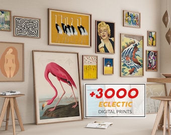 Más de 3000 impresiones de arte vintage eclécticas para decoración del hogar, conjunto de galería ecléctica, conjunto de impresiones de arte MEGA BUNDLE, paquete de decoración de pared de galería ecléctica