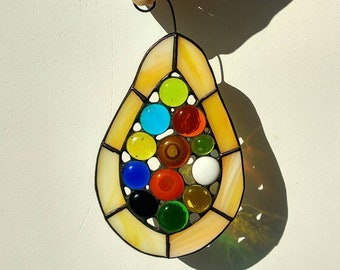 Suncatcher stained glass for windows Fruit stained glass Papaya Modern decor Glass ornaments 5th anniversary gift