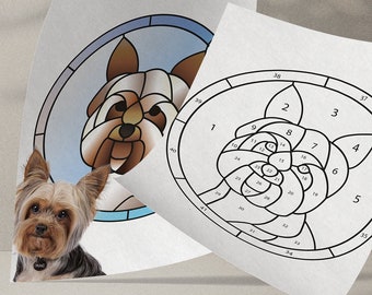 Stained glass patterns Custom dog portrait from photo Pet memorial gift Suncatcher