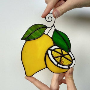 Lemons Stained glass Window hangings small Suncatcher for windows Citrus Fruits Window decoration Fruit Kitchen window decor