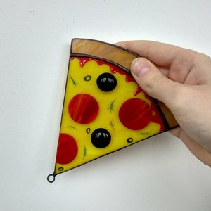 Pizza stained glass Window hangings Sun catcher Food stained glass Mothers day gifts Pizzeria decor Food ornaments Kitchen decor