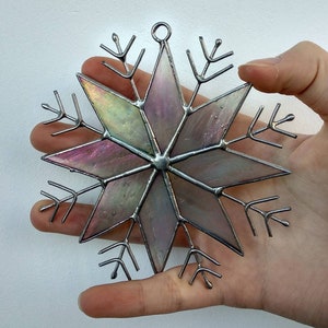 Snowflake stained glass suncatcher Christmas ornaments glass Snowflake Christmas tree snowflake Glass christmas tree ornaments  Xmas decor