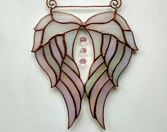 Stained Glass Angel Wings Suncatcher Memorial Window hangings