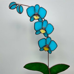 Stained glass orchid Glass plant Forever flowers Gift for mom