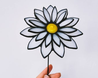 Daisy stained glass Birth month flower White 3d stained glass Mother day gift Birth month gift