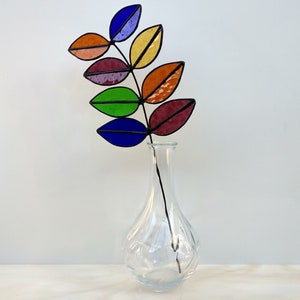 Stained glass leaves Stained glass plants Suncatcher Branch for vase Stained glass home decor 3d stained glass flower bouquet