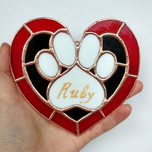 Dog paw stained glass Pet custom memorial Dog memorial ornament