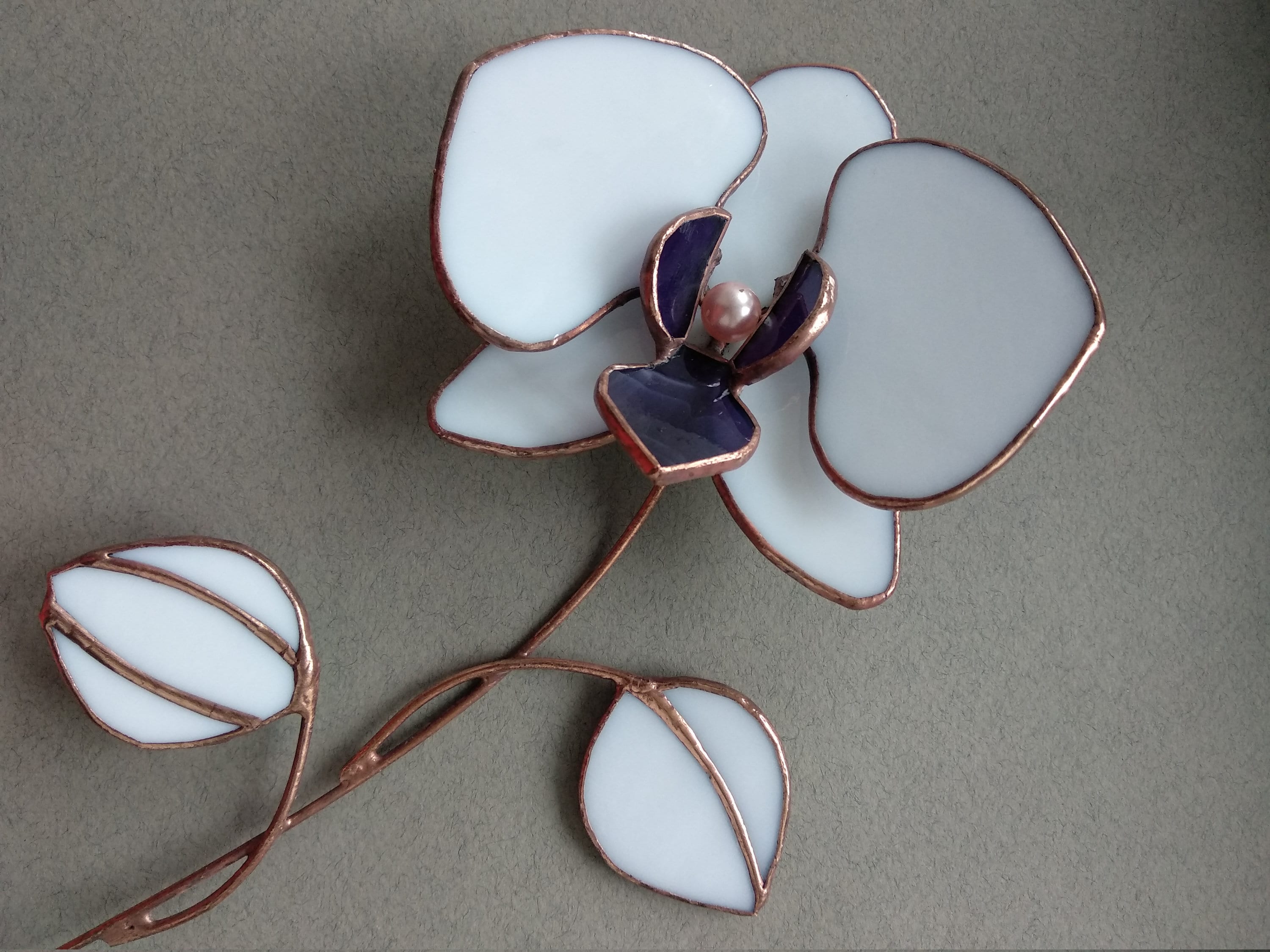 Stained Glass Orchid Glass Flower 3d Pink or White Yellow Blue - Etsy UK