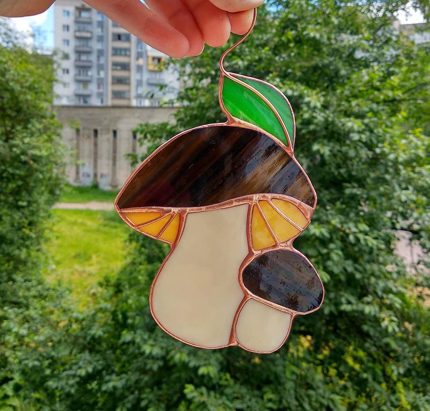 Mushroom Suncatcher Mushroom Stained Glass Window Hangings Etsy