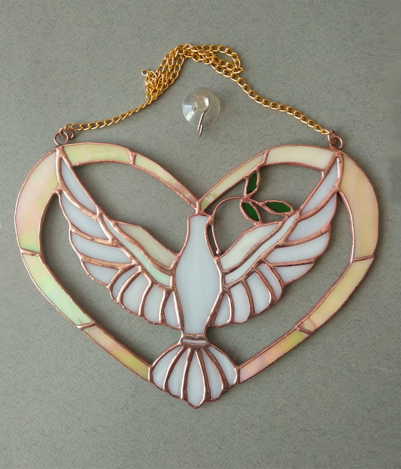 Suncatcher Dove Stained Glass Bird Holy Spirit Dove Etsy