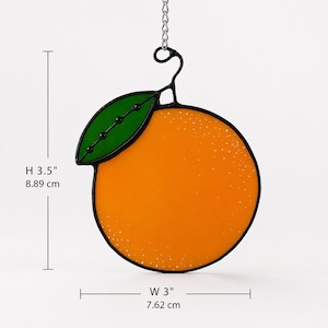 Stained Glass Orange Suncatcher, Citrus Lover Gift, Italian Kitchen Decor, Fruit Window Hanging image 4